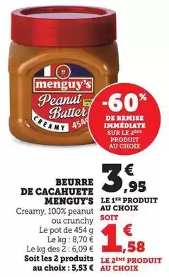 Bi1 Menguy's - beurre de cacahuete offre