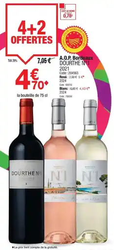 Promocash DOURTHE N°1 2021 A.O.P. Bordeaux offre