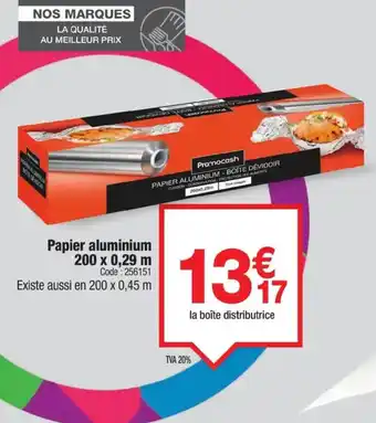 Promocash Papier aluminium offre