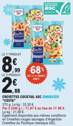 E.Leclerc Crevettes cocktail asc surgelées costa offre