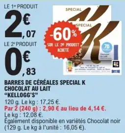 E.Leclerc Barres de céréales special k chocolat au lait kellogg's offre