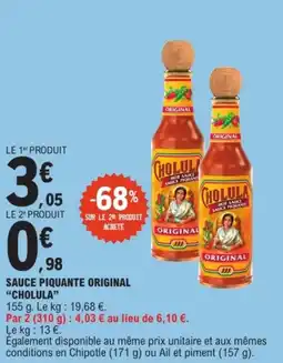 E.Leclerc Sauce piquante original cholula offre
