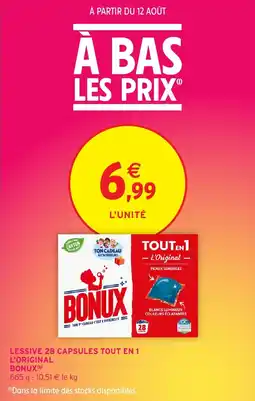 Intermarché Lessive 28 capsules tout en 1 l'original bonux offre