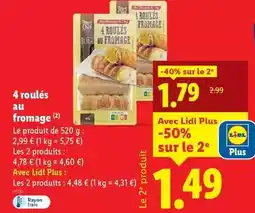 Lidl Chef - 4 roulés au fromage offre