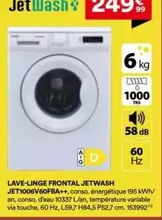 BUT Db - lave-linge frontal jetwash jet1006v60faa ++, cono offre