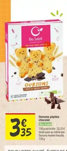 Les Comptoirs de la Bio BIO SOLEIL Oursons pépites chocolat offre