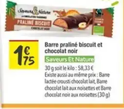 Les Comptoirs de la Bio Barre praliné biscuit et chocolat noir offre