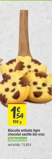 Les Comptoirs de la Bio Biscuits enfants tigre chocolat vanille bio vrac offre