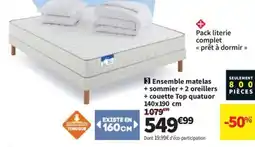 Conforama Ensemble matelas + sommier + 2 oreillers + couette Top quatuor offre