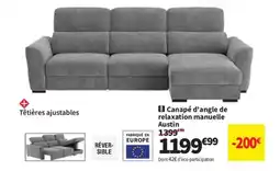 Conforama Canapé d'angle de relaxation manuelle Austin offre