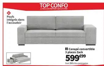 Conforama Canapé convertible 3 places Zack offre