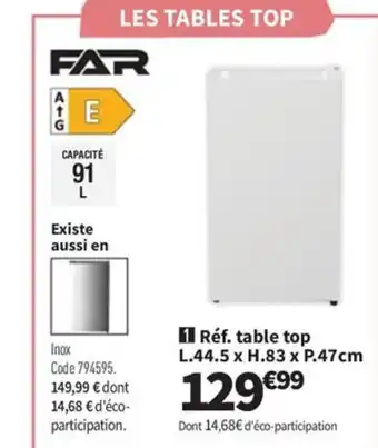 Conforama FAR Réf. table top offre