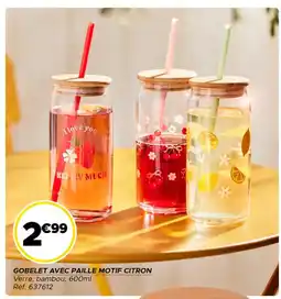 Gifi Gobelet avec paille motif citron offre