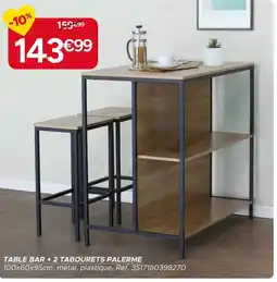 Gifi Table bar + 2 tabourets palerme offre