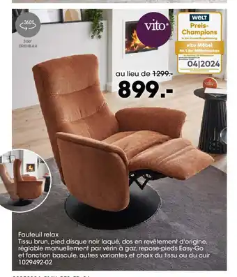 Möbel Martin Fauteuil relax offre