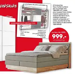 Möbel Martin Lit boxspring Tissu hunter, surface de couchage offre