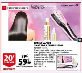 Auchan Lisseur Vapeur Saint Algue Demeliss 3964 offre