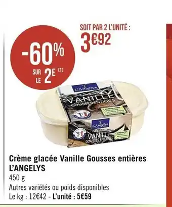 Casino Supermarchés Créme Glacée Vanille Gousses Entiéres L'Angelys offre