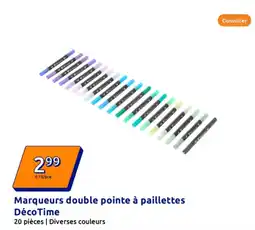 Action Marqueurs double pointe à paillettes Déco Time offre
