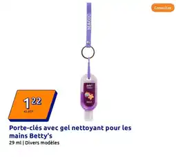 Action Porte-clés avec gel nettoyant pour les mains Betty's offre