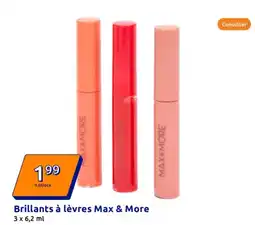 Action Brillants à lèvres Max & More offre