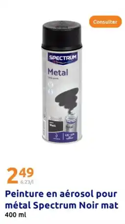 Action SPECTRUM Peinture en aérosol pour métal Noir mat offre