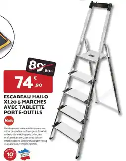 Bricomarché HAILO Escabeau hailo xl20 5 marches avec tablette porte-outils offre