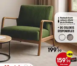 Maxi Bazar Fauteuil Scott velours côtelé offre