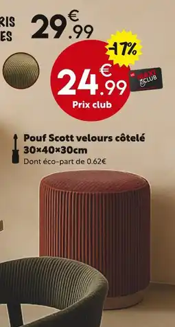 Maxi Bazar Pouf Scott velours côtelé offre