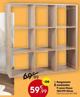 Maxi Bazar Rangement modulaire 9 cases Klaus offre