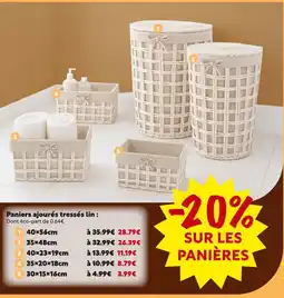 Maxi Bazar Paniers ajourés tressés lin offre