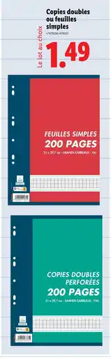 Lidl Copies doubles ou feuilles simples offre