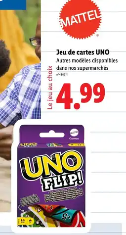 Lidl Mattel Jeu de cartes UNO offre