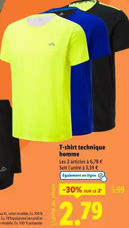 Lidl Crivit T-shirt technique homme offre
