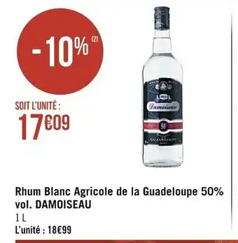 Casino Supermarchés Rhum Blanc Agricole De La Guadeloupe 50% Vol. DAMOISEAU offre