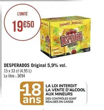 Casino Supermarchés Desperados Original 5,9% Vol. offre