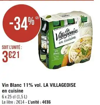 Casino Supermarchés Vin Blanc 11% Vol. La Villageoise En Cuisine offre