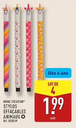 ALDI HOME CREATION Stylos effacables animaux offre