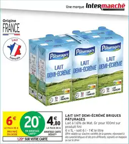 Intermarché Lait uht demi-écrémé briques pâturages offre