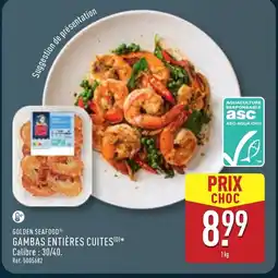 ALDI GOLDEN SEAFOOD Gambas entières cuites offre