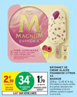 Intermarché Bâtonnet de crème glacée framboise citron x3 magnum offre