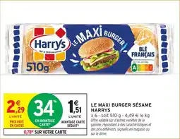 Intermarché Le maxi burger sésame harrys x6 offre