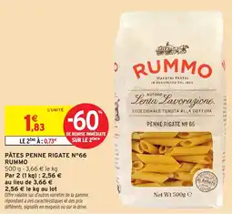 Intermarché Pâtes penne rigate n°66 rummo offre