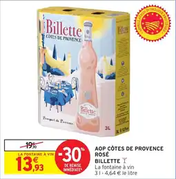 Intermarché Aop côtes de provence rosé billette offre