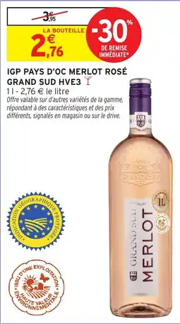 Intermarché Igp pays d'oc merlot rosé grand sud hve3 offre