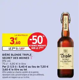 Intermarché Bière blonde triple secret des moines offre