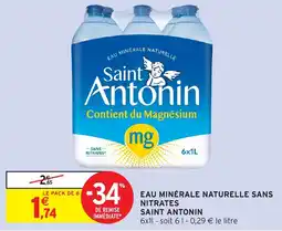 Intermarché Eau minérale naturelle sans nitrates saint antonin offre