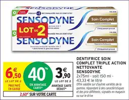 Intermarché Dentifrice soin complet triple action nettoyante sensodyne offre