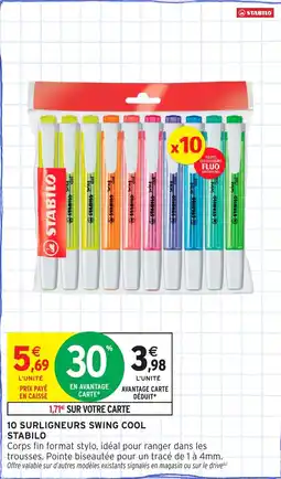 Intermarché 10 surligneurs swing cool stabilo offre