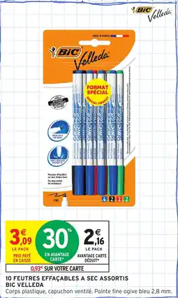 Intermarché 10 feutres effaçables a sec assortis bic velleda offre